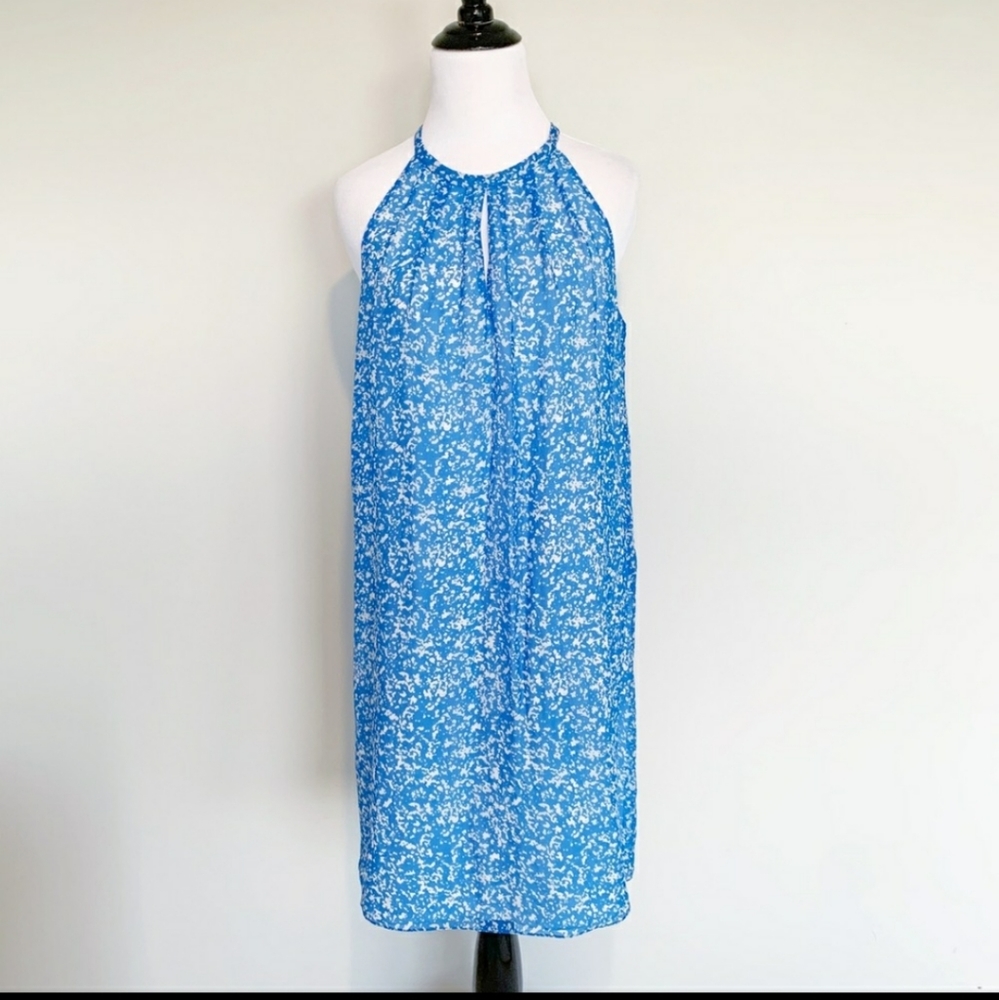 Diane Von Furstenberg Lainey Blue Silk Shift Dress Sleeveless women size 6